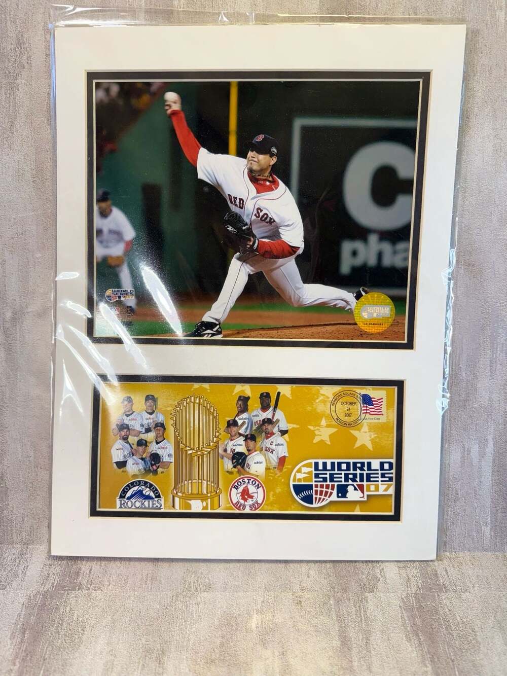 2007 World Series Boston Red Sox Josh Beckett Commemorative Photo Print